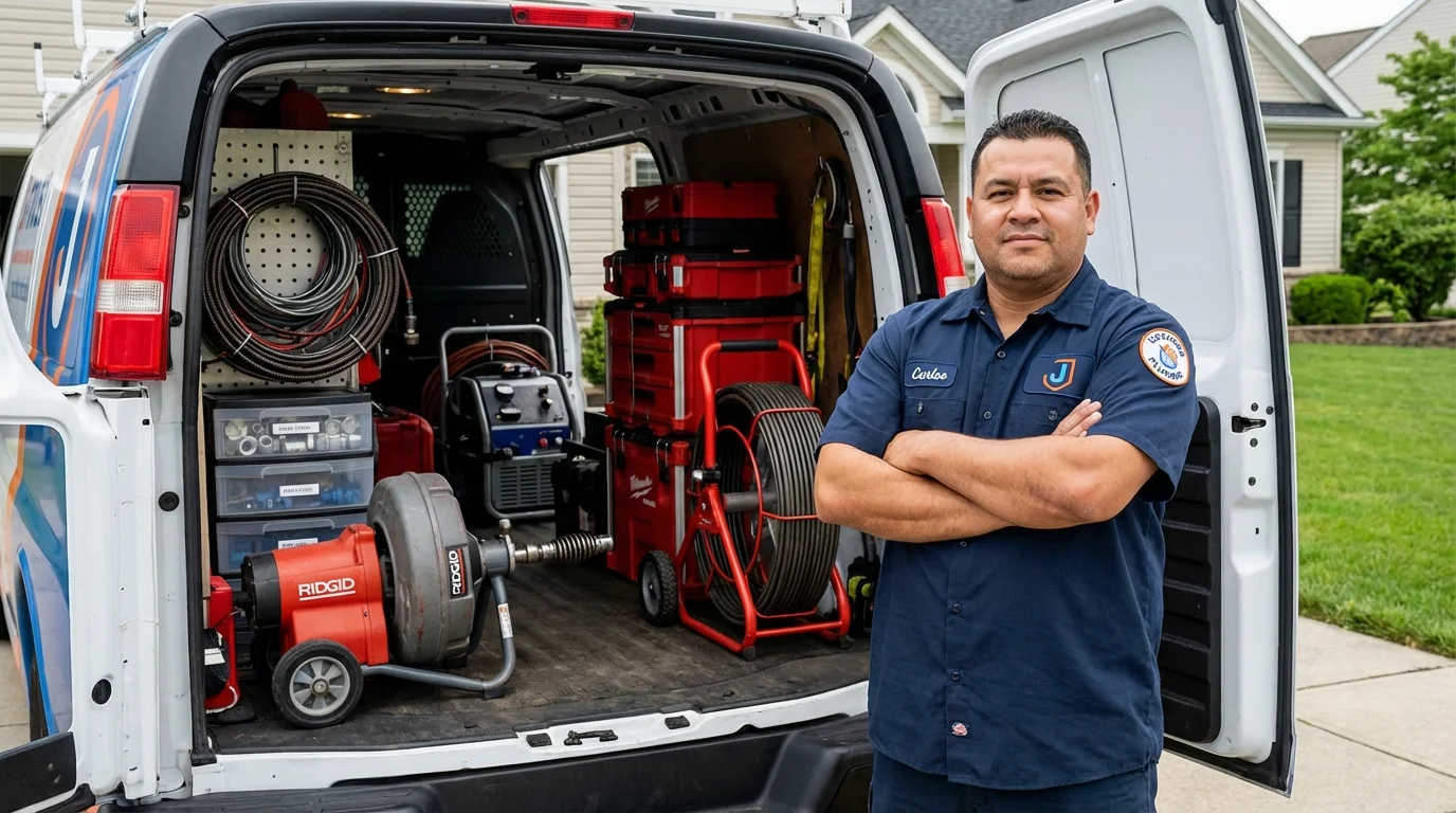 Professional drain cleaning equipment and Johns Plumbing LLC plumber in Gorman