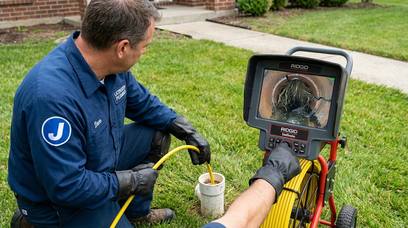 Sewer camera inspection being performed by Johns Plumbing LLC in Gorman